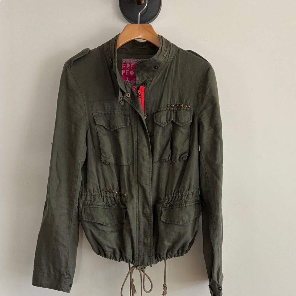 Free People Dark Green Utility Jacket